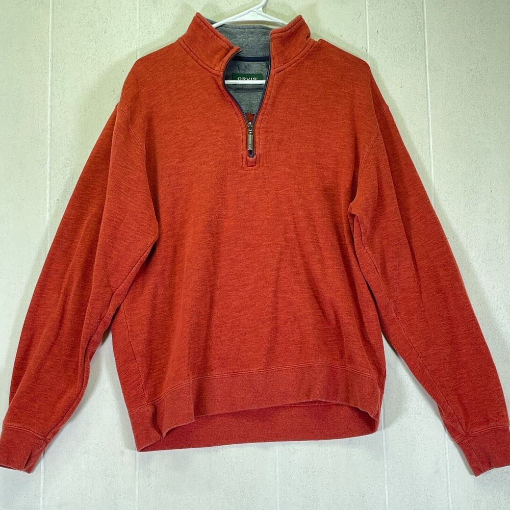 Men Medium Orvis 1/4 Zip Pullover Sweater High Neck Heavy Weight